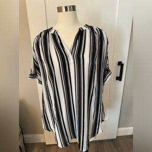 Black and White Striped Dress Top